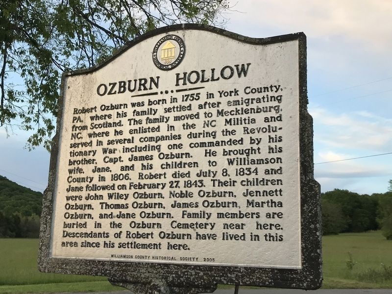 Ozburn Hollow Marker image. Click for full size.