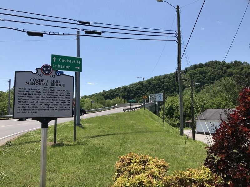 Cordell Hull Memorial Bridge Marker. Click for full size. Cordell Hull Memorial Bridge Marker image. Click for full size.
