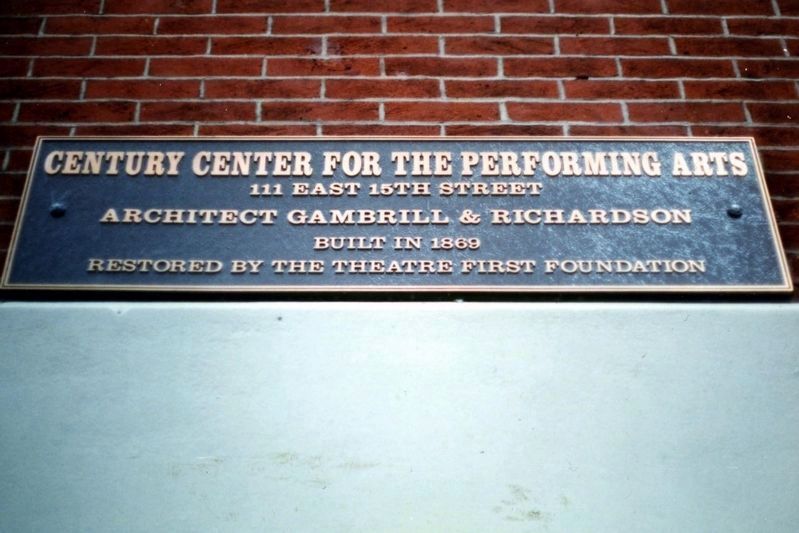 Century Center for the Performing Arts plaque. Click for full size. Century Center for the Performing Arts plaque image. Click for full size.