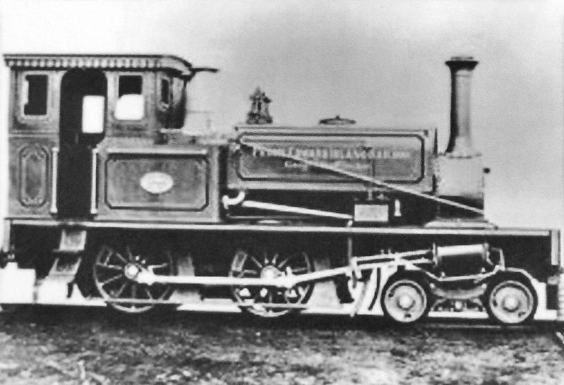 Marker detail: An early engine which rode the tracks of PEI image. Click for full size.
