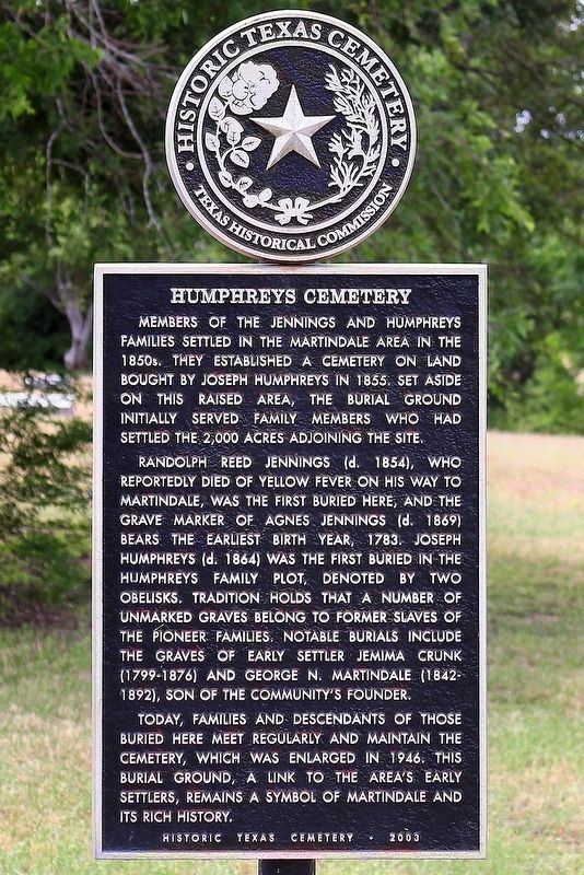 Humphreys Cemetery Marker image. Click for full size.