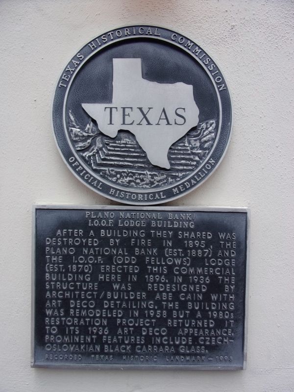 Plano National Bank/I.O.O.F. Lodge Building Marker image. Click for full size.