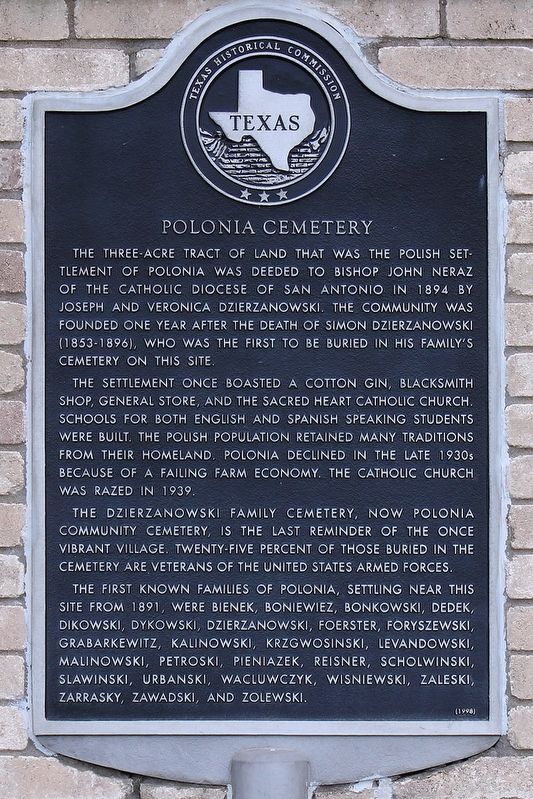 Polonia Cemetery Marker. Click for full size. Polonia Cemetery Marker image. Click for full size.