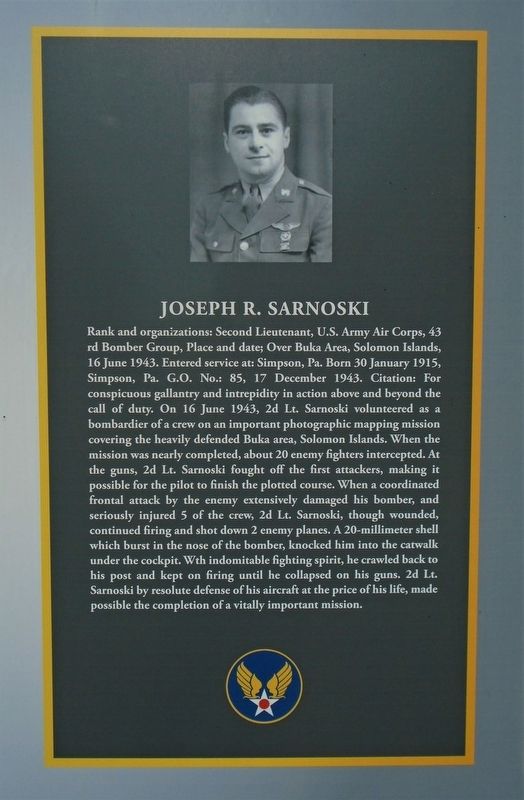 Joseph R. Sarnoski Marker image. Click for full size.