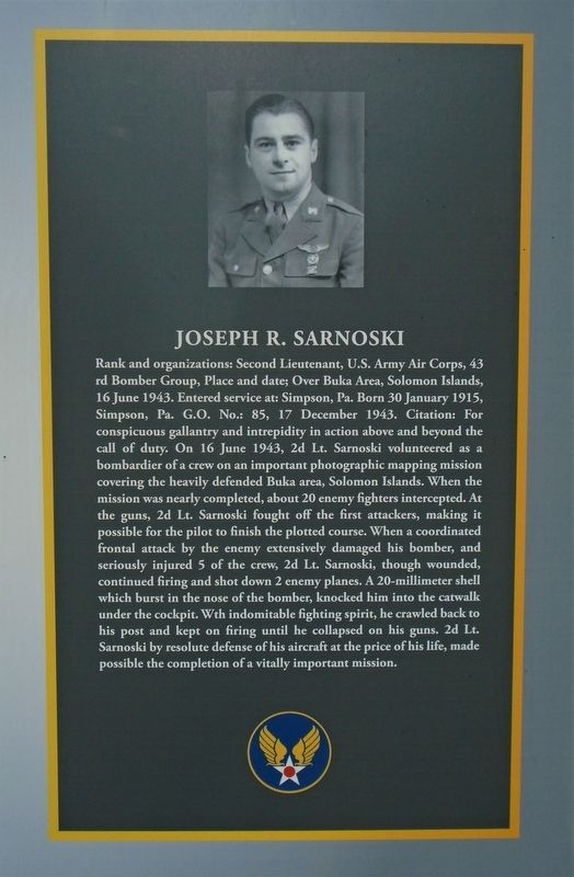 Joseph R. Sarnoski Marker image. Click for full size.