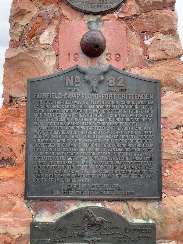 Fairfield - Camp Floyd - Fort Crittenden Upper Marker image. Click for full size.