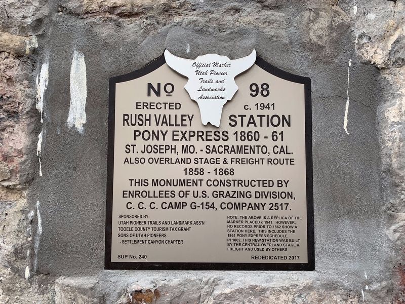 Rush Valley Station Marker image. Click for full size.