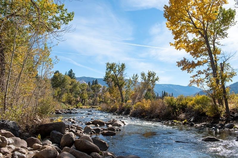 Truckee River Near the Last Crossing Marker. Click for full size. Truckee River Near the Last Crossing Marker image. Click for full size.