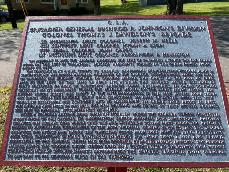 Colonel Thomas J. Davidson's Brigade Marker image. Click for full size.