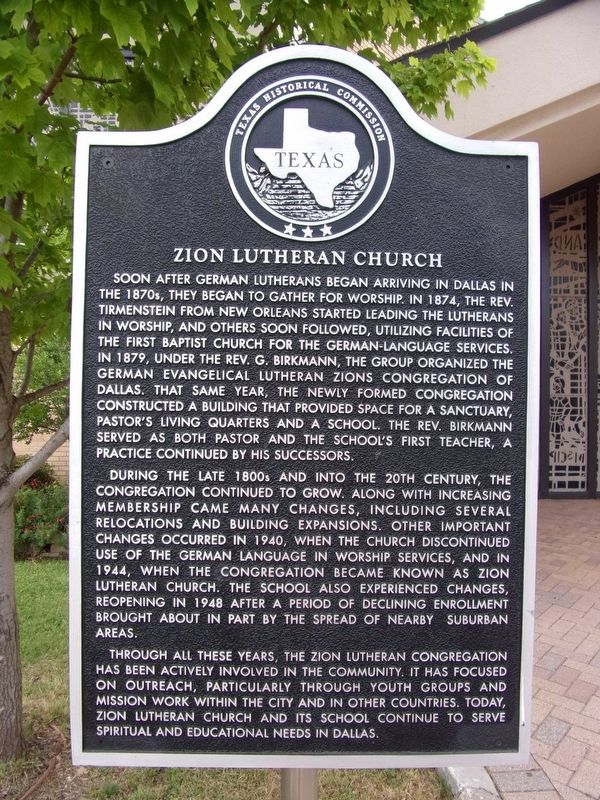 Zion Lutheran Church Marker. Click for full size. Zion Lutheran Church Marker image. Click for full size.