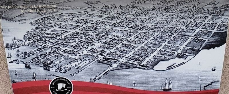 Marker detail: Panoramic View of Charlottetown<br>by Albert Ruger, 1878 image. Click for full size.