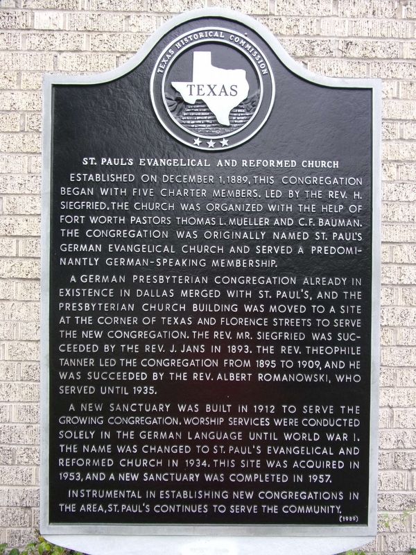 St. Paul's Evangelical and Reformed Church Marker. Click for full size. St. Paul's Evangelical and Reformed Church Marker image. Click for full size.