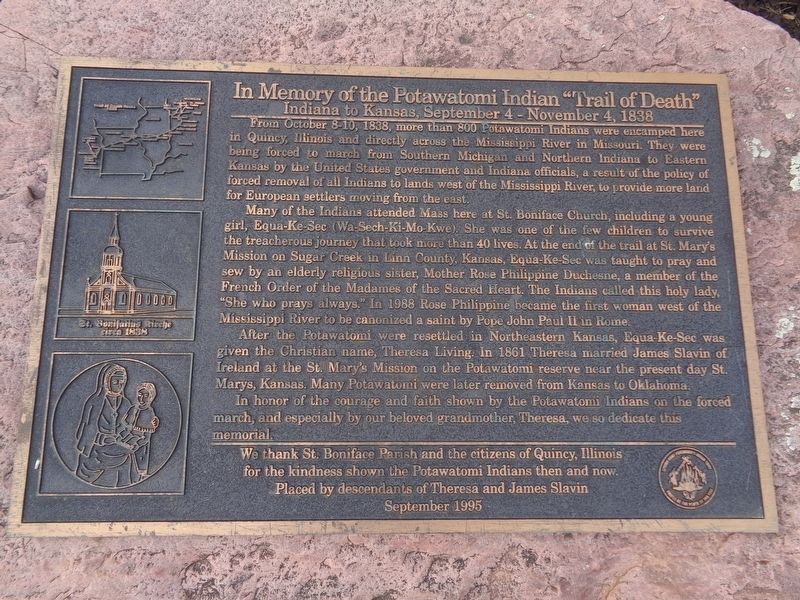 In Memory of the Potawatomi Indian "Trail of Death" Marker image. Click for full size.