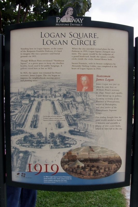 Logan Square, Logan Circle side of the marker image. Click for full size.