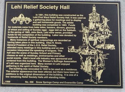 Lehi Relief Society Hall Marker image. Click for full size.
