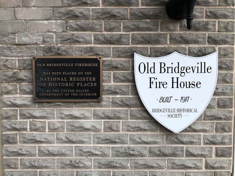 Old Bridgeville Firehouse Marker. Click for full size. Old Bridgeville Firehouse Marker image. Click for full size.