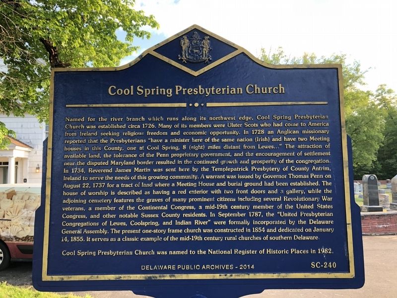 Cool Spring Presbyterian Church Marker. Click for full size. Cool Spring Presbyterian Church Marker image. Click for full size.