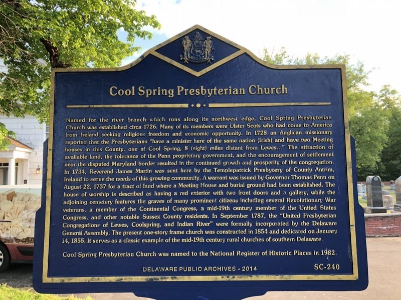 Cool Spring Presbyterian Church Marker image. Click for full size.