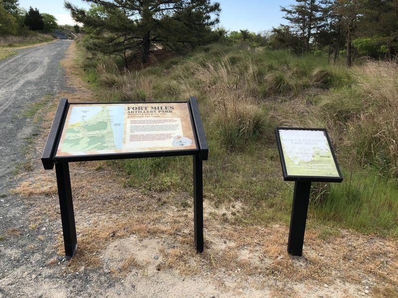 Fort Miles Artillery Park Marker. Click for full size. Fort Miles Artillery Park Marker image. Click for full size.