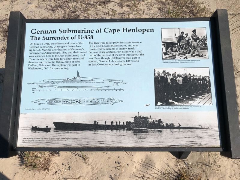 German Submarine at Cape Henlopen Marker image. Click for full size.
