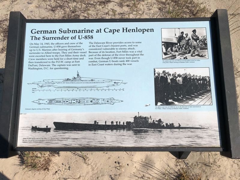 German Submarine at Cape Henlopen Marker. Click for full size. German Submarine at Cape Henlopen Marker image. Click for full size.