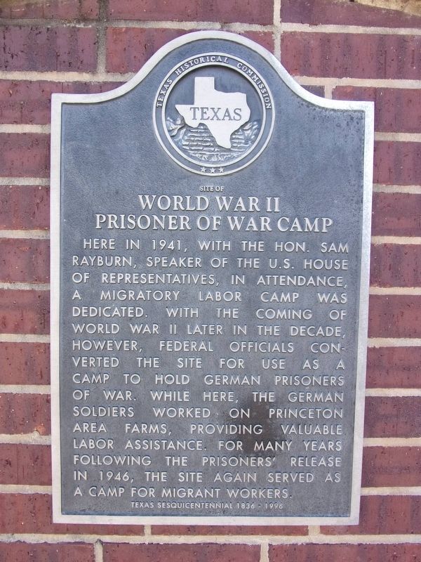Site of World War II Prisoner of War Camp Marker image. Click for full size.