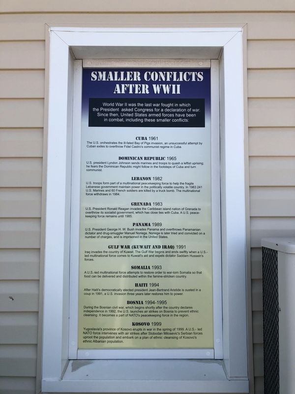 Smaller Conflicts After WWII Marker. Click for full size. Smaller Conflicts After WWII Marker image. Click for full size.