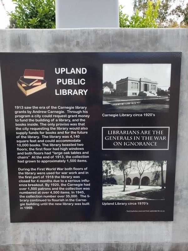 Upland Public Library Marker image. Click for full size.