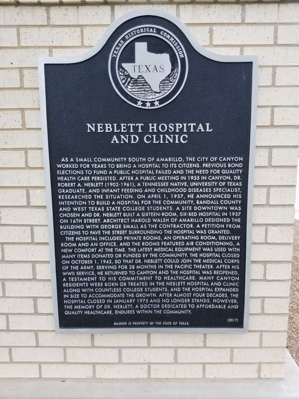 Neblett Hospital and Clinic Marker image. Click for full size.