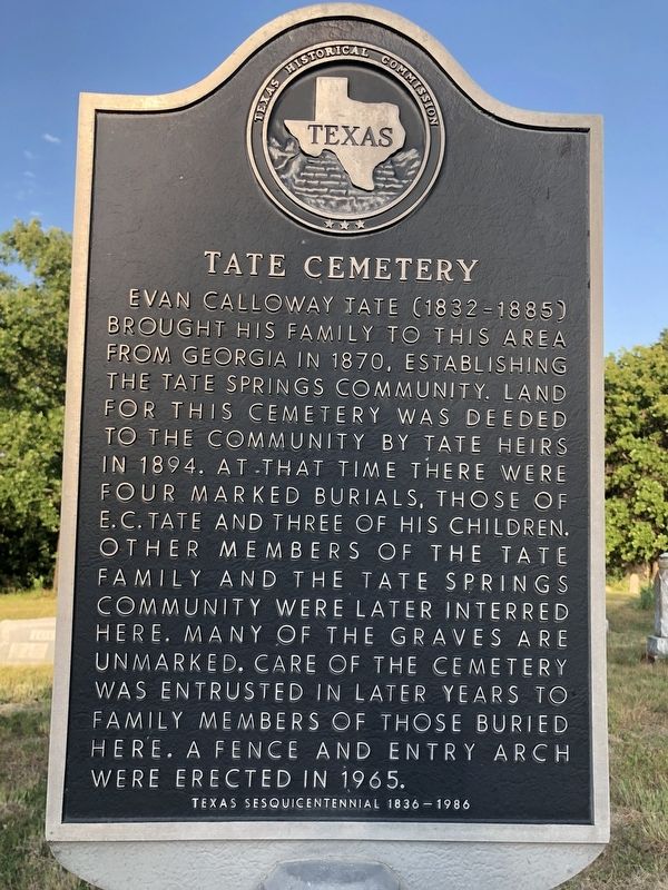 Tate Cemetery Marker image. Click for full size.