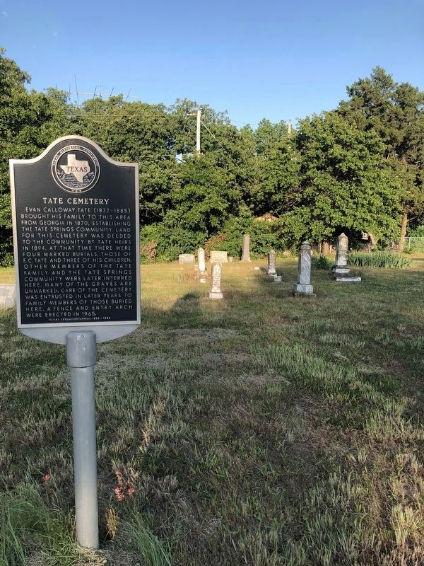Tate Cemetery Marker. Click for full size. Tate Cemetery Marker image. Click for full size.