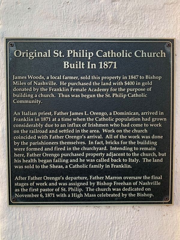 Original St. Philip Catholic Church Marker image. Click for full size.