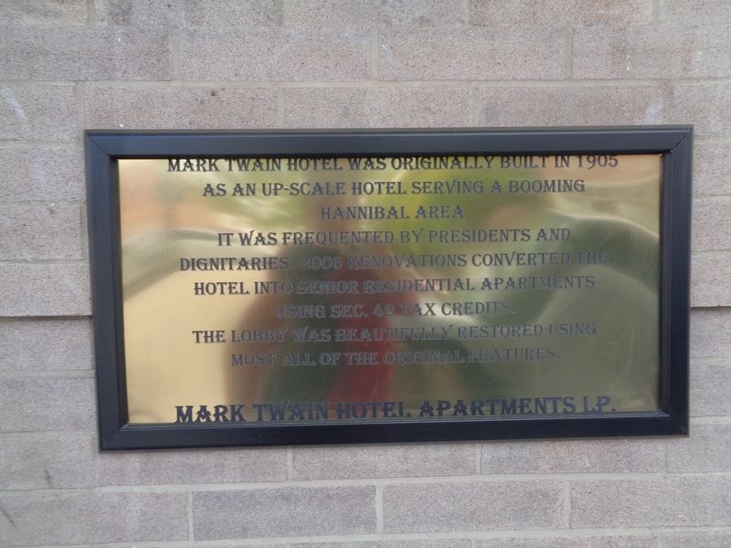 Mark Twain Hotel Marker. Click for full size. Mark Twain Hotel Marker image. Click for full size.