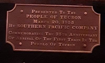 An additional marker for the 75th anniversary of the first train to Tucson image. Click for full size.