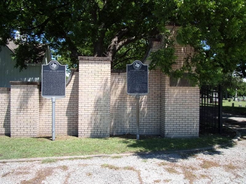 Governor James Webb Throckmorton Marker (on left). Click for full size. Governor James Webb Throckmorton Marker (on left) image. Click for full size.