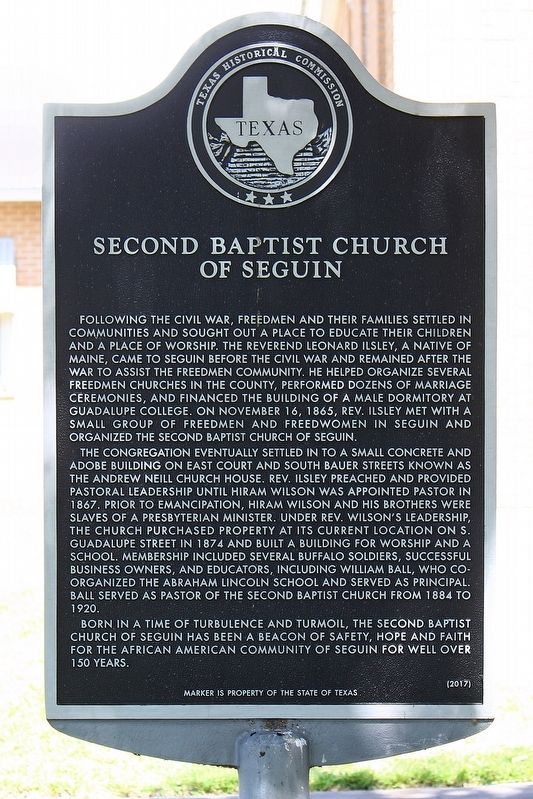 Second Baptist Church of Seguin Marker image. Click for full size.