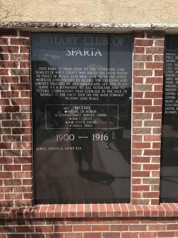 Rotary Club of Sparta Veterans Park Marker. Click for full size. Rotary Club of Sparta Veterans Park Marker image. Click for full size.