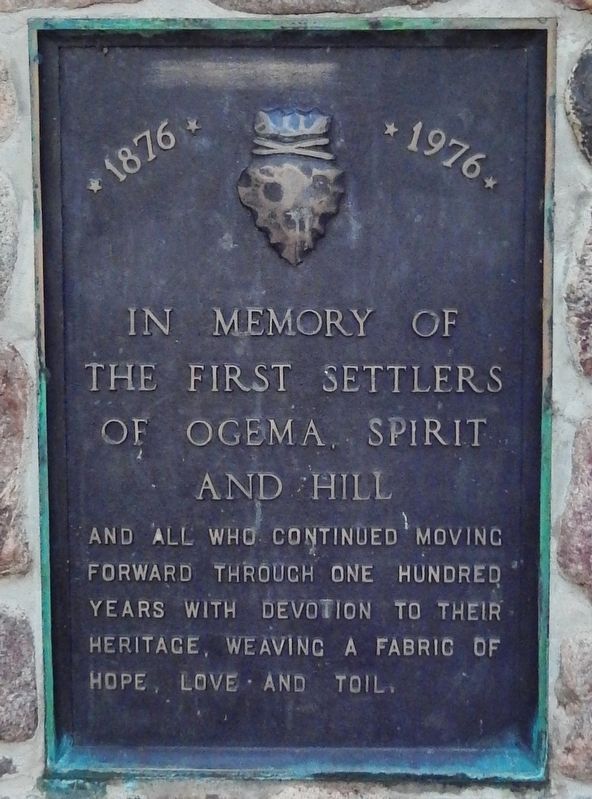First Settlers of Ogema, Spirit and Hill Marker image. Click for full size.