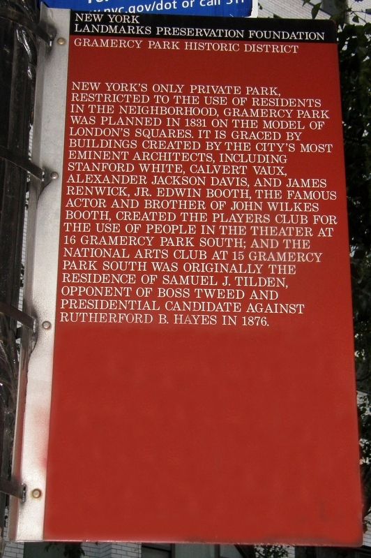 Gramercy Park Historic District Marker. Click for full size. Gramercy Park Historic District Marker image. Click for full size.