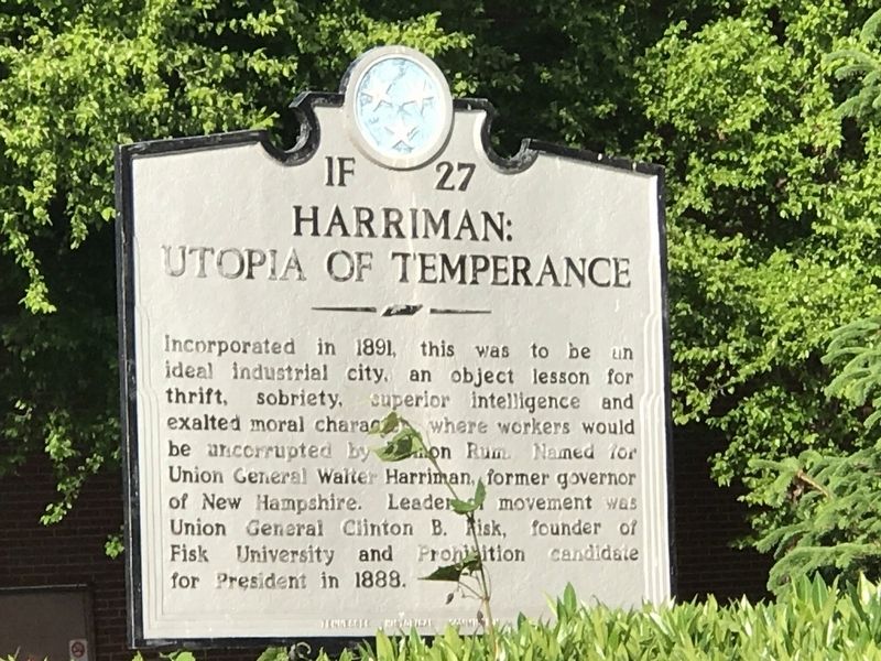 Harriman: Utopia of Temperance Marker. Click for full size. Harriman: Utopia of Temperance Marker image. Click for full size.