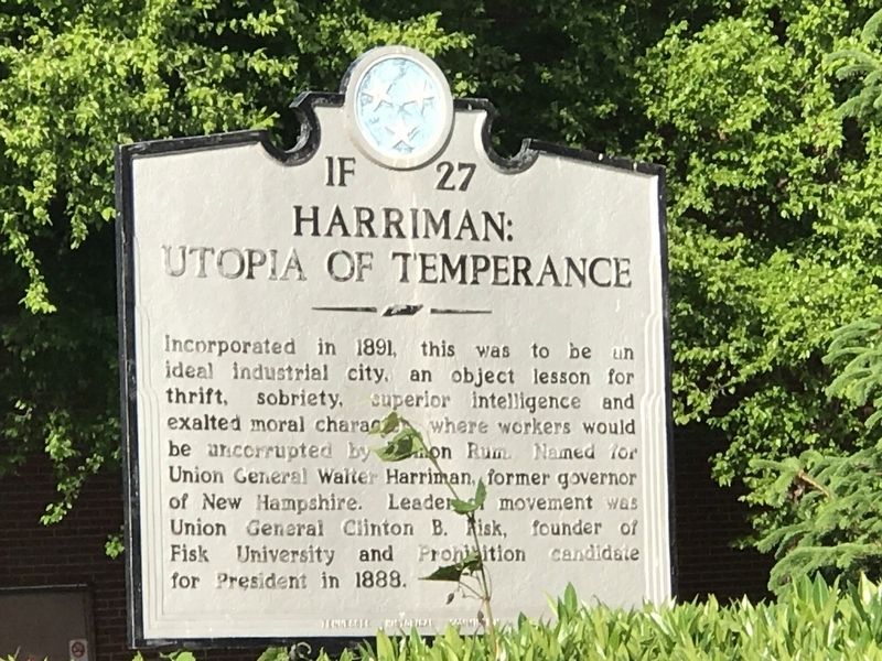 Harriman: Utopia of Temperance Marker image. Click for full size.
