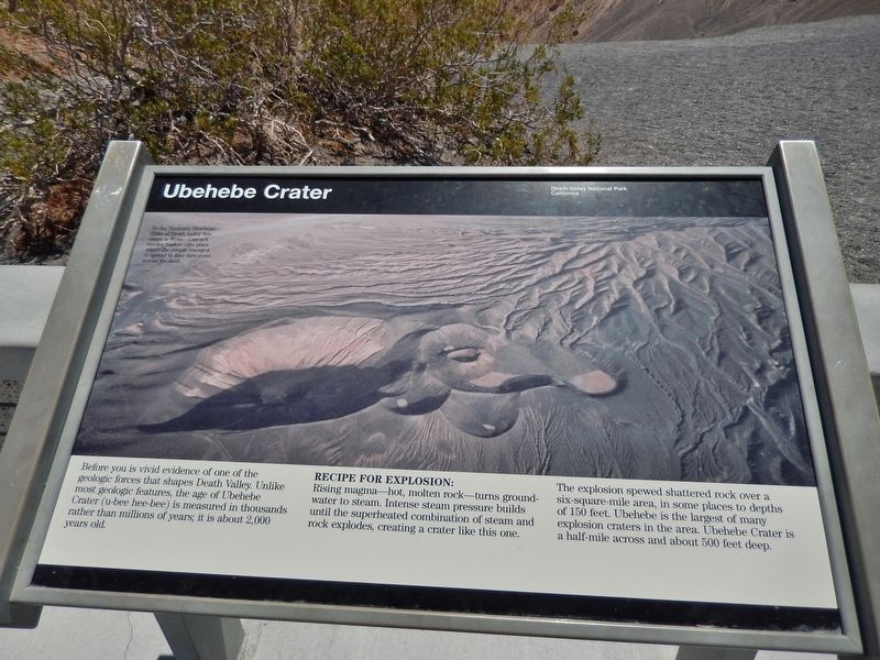 Ubehebe Crater Marker. Click for full size. Ubehebe Crater Marker image. Click for full size.