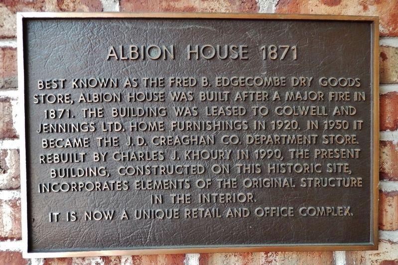 Albion House 1871 Marker. Click for full size. Albion House 1871 Marker image. Click for full size.