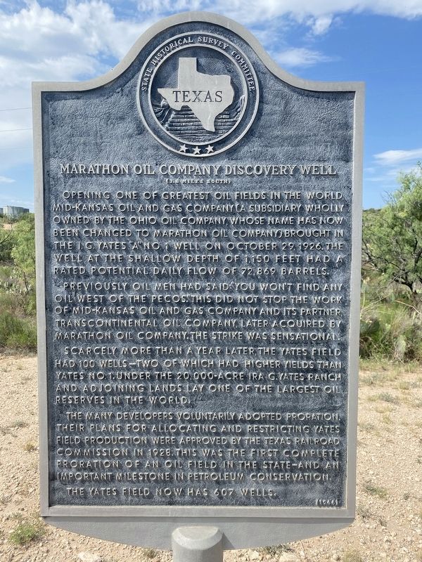 Marathon Oil Company Discovery Well Marker image. Click for full size.