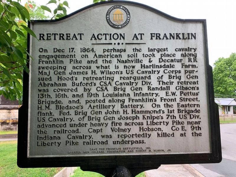 Retreat Action at Franklin Marker image. Click for full size.