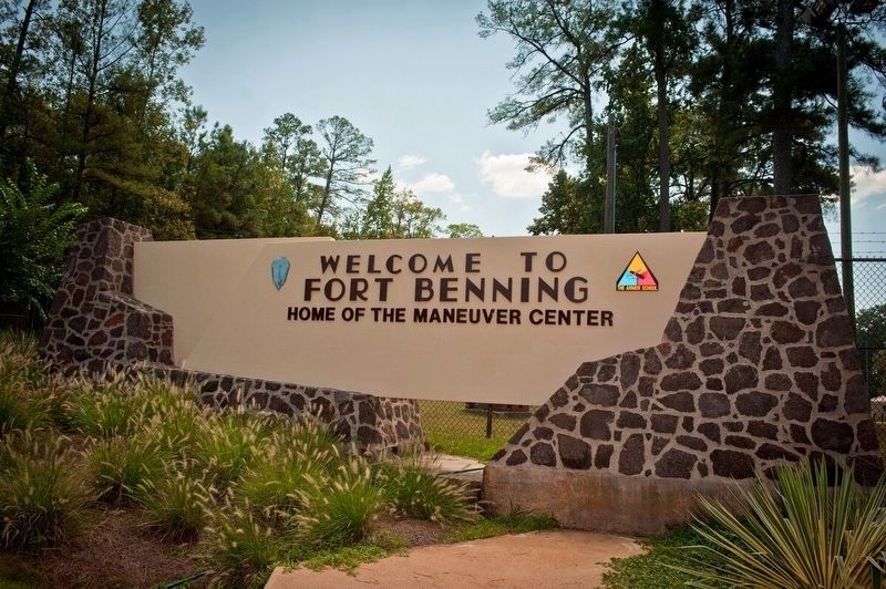 A "Welcome to Fort Benning" entrance sign image. Click for full size.
