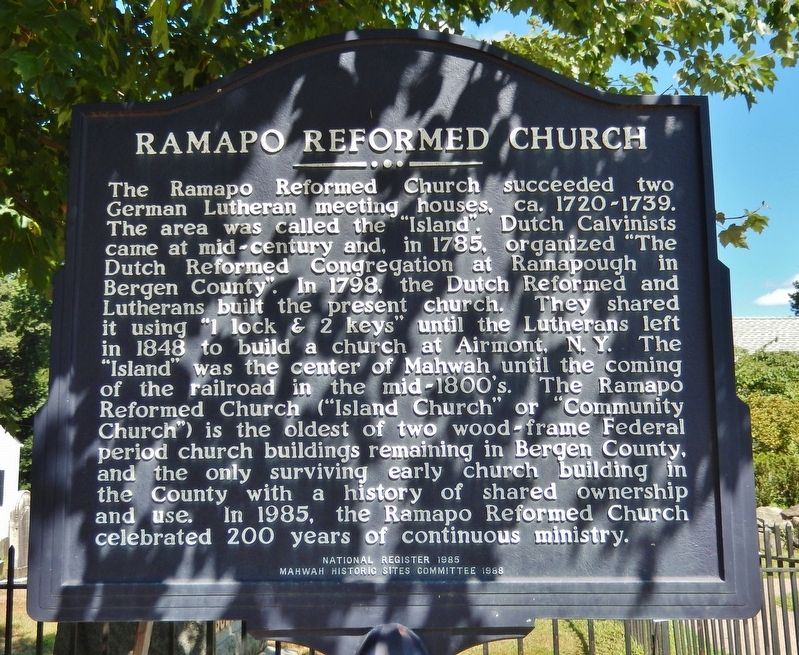Ramapo Reformed Church Marker. Click for full size. Ramapo Reformed Church Marker image. Click for full size.