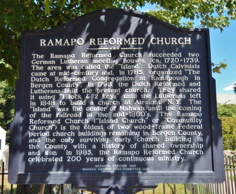 Ramapo Reformed Church Marker image. Click for full size.