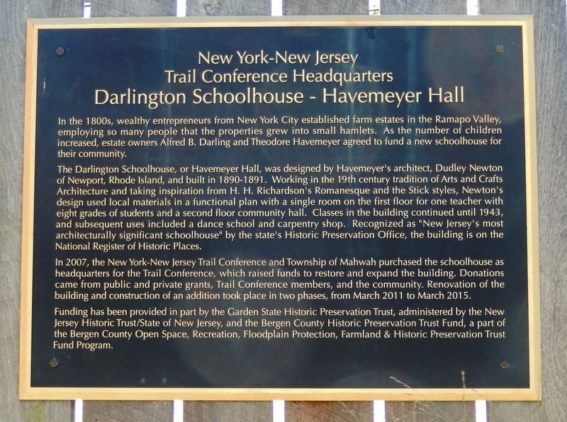 Darlington Schoolhouse — Havemeyer Hall Marker image. Click for full size.