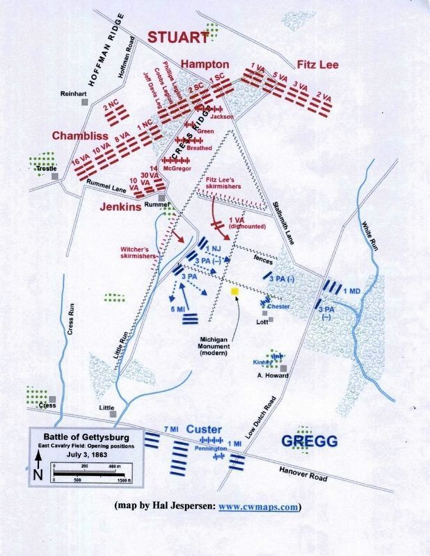 The East Cavalry Field battle. Click for full size. The East Cavalry Field battle image. Click for full size.